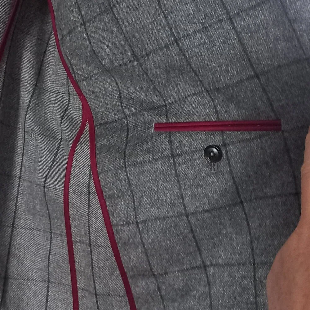 ERMENEGILDO ZEGNA thin wool grey windowpane check suit jacket blazer - Picture 6 of 16